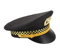 Zerodeko Chapeau de Capitaine de Yacht Noir en Coton Forme Octogonale Plat, Style Marin Unique, Taille Ajustable, pour Cosplay et Fêtes à Thème