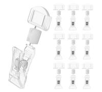 Zerodeko Clips pour Étiquettes de Prix Lisse et Rotation 360° en Acrylique Lot de 10 Design Double Pince pour Affichage de Produits en Magasin