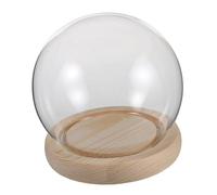 Zerodeko Cloche Verre Transparente avec Socle Globe Exposition Rond pour Fleurs Éternelles Figurines Argile Décoration Intérieure et Protection Anti-poussière