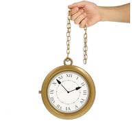 Zerodeko Collier D'Horloge Surdimensionné Collier D'Horloge En Or Géant De Montre Pour La Décoration De Fête D'Halloween Accessoires De Costume De Lapin Blanc