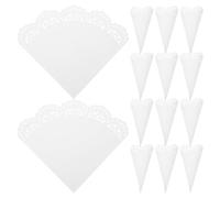 Zerodeko Cônes Artisanaux en Papier Dentelle Blanc, 50 Cornets pour Confettis de Mariage, Supports pour Pétales de Fleurs, Accessoires pour Réceptions et Cérémonies, 12 CM