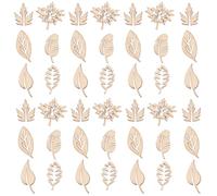 Zerodeko Copeaux de Bois Naturels de Feuilles Lot de 100 Pièces 2 Paquets de 50 Tranches de Bois Non Percées pour Bricolage DIY pour Loisirs Créatifs