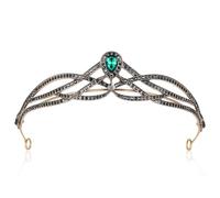 Zerodeko Couronne Baroque Rétro en Alliage Vert pour Mariée et Fête, Accessoire Élégant pour Photographie et Halloween