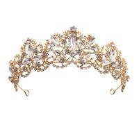 Zerodeko Couronne de Mariée Strass Doré Diadème Princesse Léger et Résistant pour Femmes Accessoire Cheveux Élégant pour Mariage et Fête