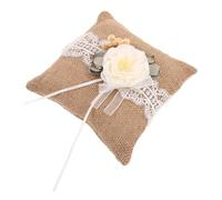 Zerodeko Coussin Alliances Lin Vintage pour Mariage Oreiller avec Dentelle pour Porte Alliance Accessoire Élégant et Charmant pour Cérémonie et Photographie de Mariage