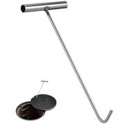 Zerodeko Crochet en T Acier Inoxydable 38 Cm Diamètre 8 Mm Crochet de Levage pour Plaque D'égout Multifonction Outil Robuste Anti-corrosion pour Levage Sécurisé Usage Professionnel