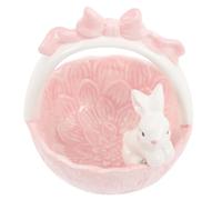 Zerodeko Décoration De Pâques Céramique Statut De Lapin Mignon Avec Panier Ornement De Bureau Pour Fête Pour Maison Événements Festifs Et