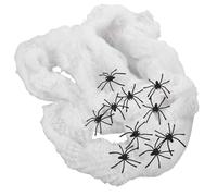 Zerodeko Décoration Toile D'araignée Blanche Installation Facile et Réutilisable Halloween avec Araignées Fausses Réalistes en Coton pour Maison Hantée Intérieure