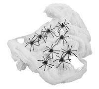 Zerodeko Décoration Toile D'araignée Halloween Blanche en Coton avec Araignées Réalistes, Facile à Installer et Réutilisable pour Fête ou Maison Hantée