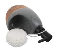 Zerodeko Distributeur de Savonnette en Céramique Gris 2-en-1, Pompe Rechargeable pour Gel et Liquide Vaisselle, Organisateur de Comptoir D’évier avec Système Anti-goutte, Flacon Pompe