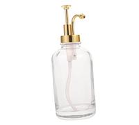 Zerodeko Distributeur de Sirop Transparent avec Pompe Dorée Bouteille Portable Multifonction pour Cuisine Récipient Robuste pour Jus et Vinaigre Accessoire Bar Pratique