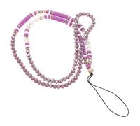 Zerodeko DIY Chaîne Pendentif Perlé Cristal pour Téléphone Portable Accessoire Élégant Anti-perte Décoration Alphabet Pâte Polymère pour Femmes et Filles