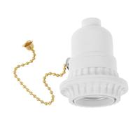 Zerodeko Douille de Lampe en Bakélite Interrupteur à Tirette Doré Douille E27 Semi-Filetée Blanche Accessoire D’Éclairage Pratique pour Lampe de Bureau et Plafonnier Usage Domestique et