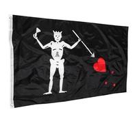 Zerodeko Drapeau Résistante la Décoloration et Cœur Pirate Noir en Polyester Squelette Décoration de Fête D'halloween pour Soirée Effrayante