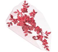 Zerodeko Écusson Thermocollant Floral Dentelle Rouge Foncé Patch Brodé avec Sequins et Perles pour Décoration Vêtement Patchs DIY Durables et Faciles à Coudre