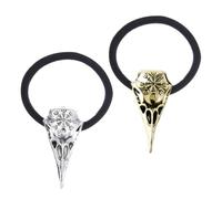 Zerodeko Élastiques à Cheveux Tête de Crâne Corbeau Viking Vintage en Alliage 2pcs pour Cheveux Épais Accessoires Coiffure Mode pour Femmes