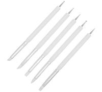 Zerodeko Ensemble 5 Pièces D’outils de Sculpture en Silicone Blanc, Stylets à Double Embout pour Poterie et Modelage, Outils de Traçage et Pointillage D’argile pour Loisirs Créatifs