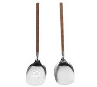 Zerodeko Ensemble de 2 ustensiles de service en acier inoxydable : une cuillère de service et une cuillère à arroser de 30 cm de long, avec manche en bois. Idéal pour les restaurants, les