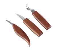 Zerodeko Ensemble de 3 Couteaux à Sculpter en Bois Manche Ergonomique en Noyer Noir pour Travail du Bois Précis et Confortable