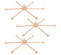 Zerodeko Ensemble de 3 supports mobiles en bois à monter soi-même, cadre sphérique à six bras pour carillon et boules de feutre, support mural naturel pour porte ou plafond.