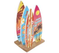 Zerodeko Ensemble de 4 Panneaux de Table de Planche de Surf en Bois D'if, Décoration Estivale Facile à Nettoyer pour Paysage Méditerranéen et Photographie