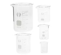 Zerodeko Ensemble de 5 Béchers en Verre de Laboratoire à Profil Bas 10ml 25ml 50ml 100ml 250ml Résistants la Chaleur Graduation Précise pour Mesures Scientifiques et Mélange Expérimental