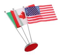 Zerodeko Ensemble de Drapeaux de Table Usa Canada et Mexique avec Support Métal Argenté Stable Mini Porte-Drapeau Décoratif pour Bureau et Fête Base Lourde 3 Mâts Décoration Intérieure