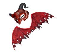 Zerodeko Ensemble Masque de Démon et Ailes Rouges en Tissu Non Tissé, Couleurs Vives et Résistantes Décoloration, pour Performances et Événements Cosplay Halloween