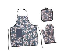 Zerodeko Ensemble Tablier Cuisine Vert et Manique Isolante en Polyester, Confortable et Résistant la Chaleur, pour Cuisson au Four et Micro-Ondes