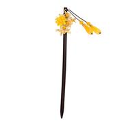Zerodeko Épingle à Cheveux Vintage Jaune 170 Fourche à Cheveux Ancienne à Pompon Baguette de Coiffure Cosplay Hanfu Accessoire Fleurs pour Festival et Cérémonie Traditionnelle