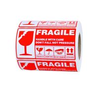 Zerodeko Étiquettes Autocollantes en Papier Fragile avec Adhésif Agressif Lot de 300 Rouges pour Protection Colis Délicats pour Emballage et Expédition