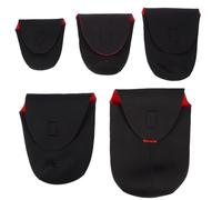 Zerodeko Étui à Lentilles en Néoprène Noir et Rouge pour Objectif D'appareil Photo Reflex Numérique, Protège Le Sable, Élastique Boucle de Ceinture et Clip Pivotant, Lot de 5 Pièces