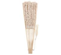 Zerodeko Éventail Pliant Orné d'un Pompon Délicat en Dentelle Beige avec Bambou Léger et Compact, Accessoire Élégant pour Mariage, Décoration ou Routines de Danse