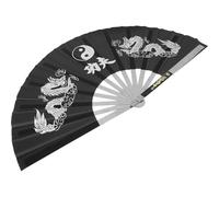 Zerodeko Éventail Tai Pliant INOX pour Performance et Danse Chinoise, Portable, Accessoire Traditionnel pour Festival et Arts Martiaux, Noir, pour Femmes et Enfants