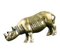 Zerodeko Figurine Rhinocéros en Laiton Massif Détails Délicats, Décoration Élégante pour Bureau ou Voiture, Or Rétro et Style Créatif