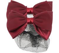 Zerodeko Filet à Chignon Femme Lot de 2 Nœud Rouge Accessoires pour Cheveux Élégants Filet à Cheveux D'infirmière pour Coiffure de Danse et Travail
