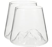 Zerodeko Gobelet à Boisson en Verre Borosilicaté Haute Résistance 2pcs, Facile à Nettoyer, Compatible Cocktails et Boissons, Design Inspiré D’un Mont Japonais
