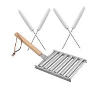 Zerodeko Grille à Saucisses En Acier Inoxydable Démontable Rouleau à Hot-dog Portable 5 Pièces Pour Camping Et Barbecue Extérieur Avec Brochettes En Métal