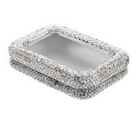 Zerodeko Guitar Pick Storage Holder Box with Transparent Window Rhinestone Tinplate Dust-Resistant Case for Acoustic Electric Bass Guitar Compact and Portable Organizer