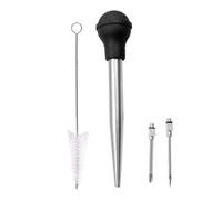 Zerodeko Injecteur D'assaisonnement pour Viande de Dinde et Bœuf en Acier Inoxydable Noir, Léger et Portable Brosse de Nettoyage pour Marinade Barbecue