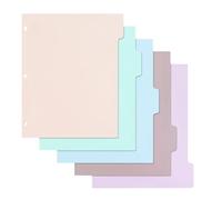 Zerodeko Intercalaires de Classeur Format A4 en Polypropylène Mat, Lot de 5 Set de Séparateurs Colorés Pastel, Onglets Multipages pour Organisation Bureau et École