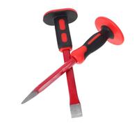 Zerodeko Jeu de 2 Ciseaux de Maçonnerie 300 Mm en Acier Chrome-vanadium Traité, Ciseau Plat et Ciseau Effilé Protège-main Ergonomique Antidérapant, Outils Robustes pour Béton, Pierre