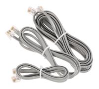 Zerodeko Kit de 3 Rallonges Téléphoniques 6p6c Rj12 6 Fils Argentées, Cordons Plats 0,5 M 1 M 2 M, Compatibles Lignes Fixes, Résistantes la Corrosion et Températures Basses