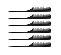 Zerodeko Kit de 6 Peignes Antistatiques Noirs en Plastique Fonction Massage, Adaptés pour Coiffure à Domicile, Dortoir ou Hôtel