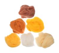 Zerodeko Laine pour Feutrage à L'Aiguille 6 Paquet 10 G Chacun - Mèche de Laine Colorée 5 Jaune Moyen 60 Blanc Naturel 82 Caramel 95 Jaune Crème 57 Café 63 - Matériel DIY pour Travaux