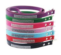 Zerodeko Laisse pour Chien en PU avec Pierres Brillantes, Confortable et Adaptée aux Petits Chiens Promenade Course à Pied, Couleur Bleu