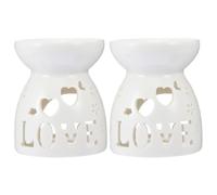Zerodeko Lampe D'aromathérapie à Cire en Céramique Blanche Lumière Parfumée Décorative 2pcs, Diffuseur Huile Rapide et Facile pour Bureau et Salon