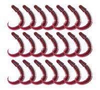 Zerodeko Leurre Souple en PVC Flottant Lot de 30 vers Filetés Rouge Foncé Appâts Réalistes pour Pêche au Bar et Perche pour Eaux Calmes et Pêche en Surface