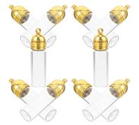 Zerodeko Lot de 10 Bocaux en Verre Transparents 35x11 Mm Bouchon Acrylique Doré, Mini Bouteilles à Souhaits Étanches pour Loisirs Créatifs, Bijoux DIY et Décoration Artisanale