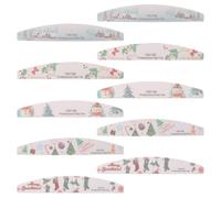 Zerodeko Lot de 10 limes à ongles de Noël, limes demi-lune, grain 100/180 | Accessoires pour manucure, limes à ongles, motifs imprimés sur le thème de Noël, indispensables et réutilisables, faciles